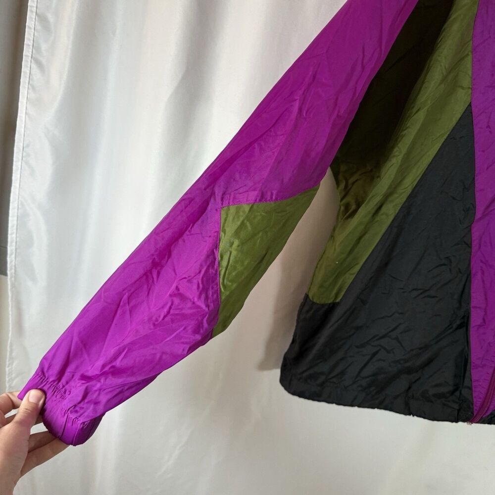 Vintage Nike Windbreaker Women's XL Purple Full Zip Hooded Zip Pockets - Picture 6 of 11